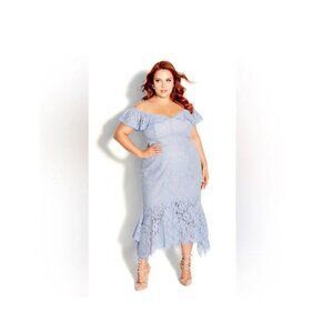 City Chic NWT Angel Dress Size M / 18 Off Shoulder Powder Blue